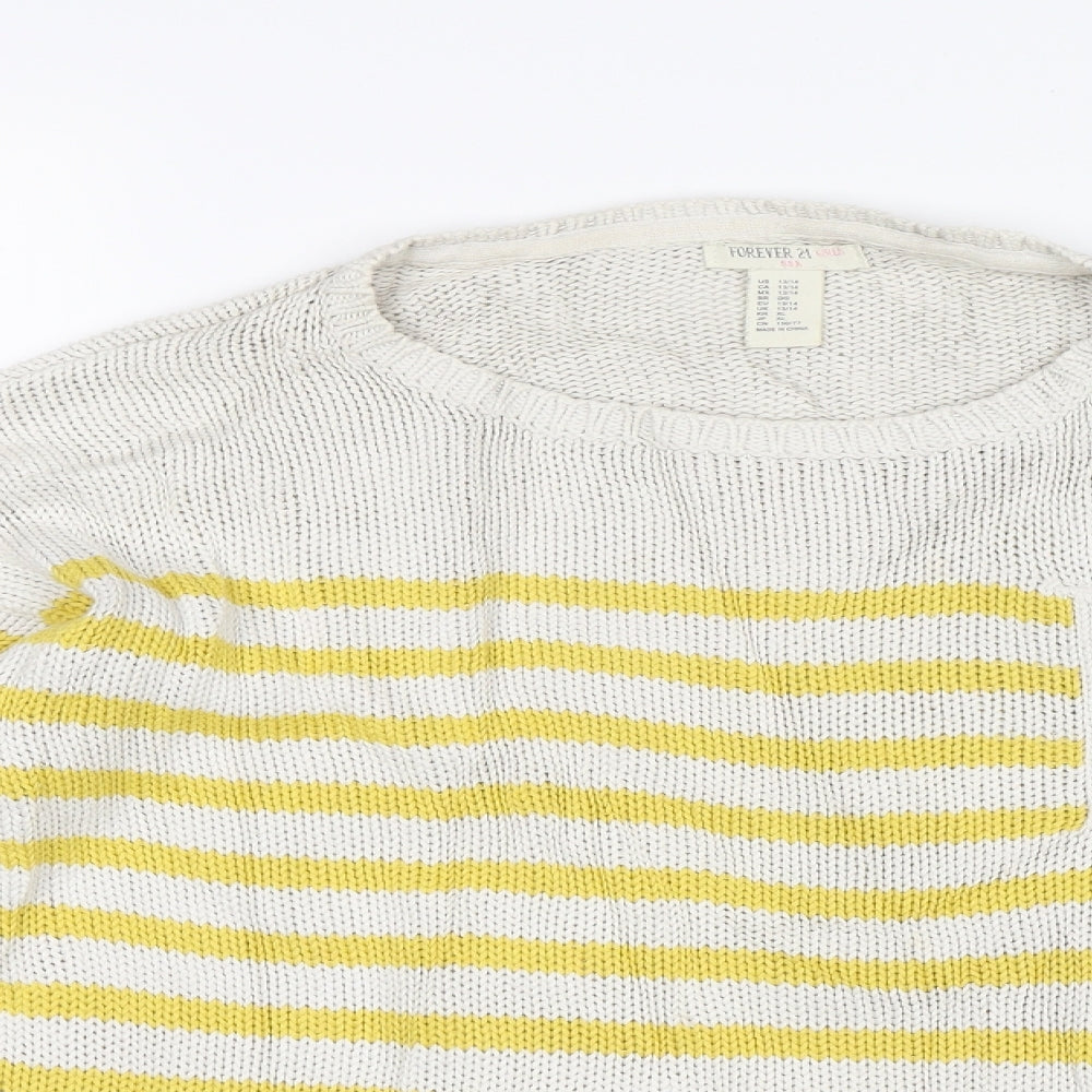 FOREVER 21 Girls Yellow Striped  Pullover Jumper Size 13-14 Years