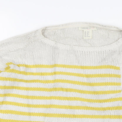 FOREVER 21 Girls Yellow Striped  Pullover Jumper Size 13-14 Years