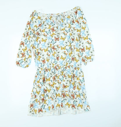 Body Flirt Womens White Animal Print  Fit & Flare  Size XS  - Butterflies