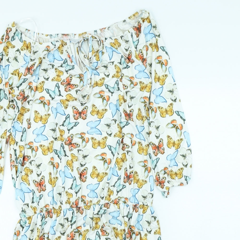 Body Flirt Womens White Animal Print  Fit & Flare  Size XS  - Butterflies