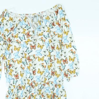 Body Flirt Womens White Animal Print  Fit & Flare  Size XS  - Butterflies