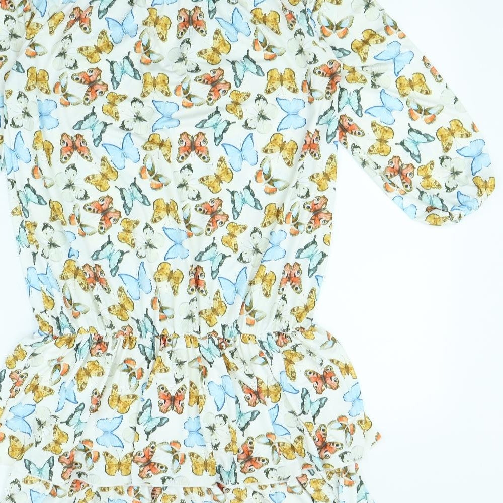 Body Flirt Womens White Animal Print  Fit & Flare  Size XS  - Butterflies