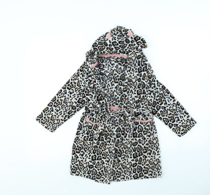 Preworn Girls Brown Animal Print  Cami Gown Size 4 Years