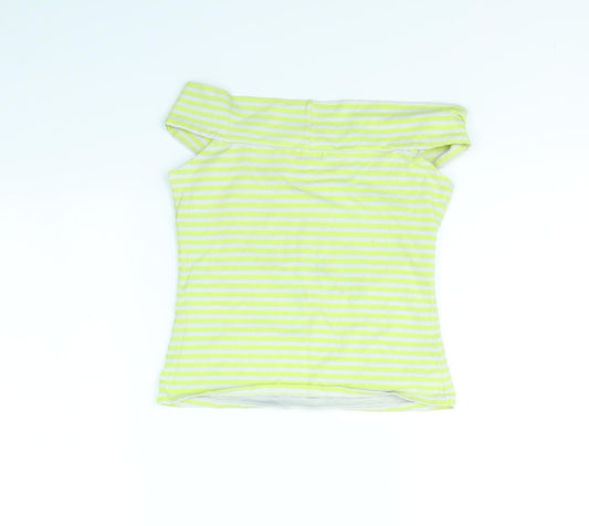 Bershka Womens Green Striped  Basic Tank Size M
