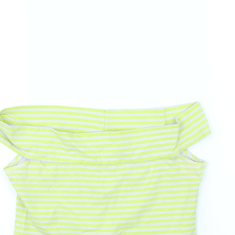 Bershka Womens Green Striped  Basic Tank Size M