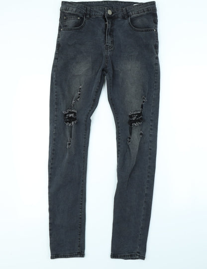 Mens UK Size 32 in Preworn Regular Fit Straight Grey Jeans
