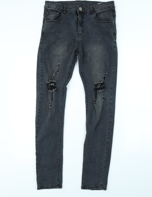 Mens UK Size 32 in Preworn Regular Fit Straight Grey Jeans