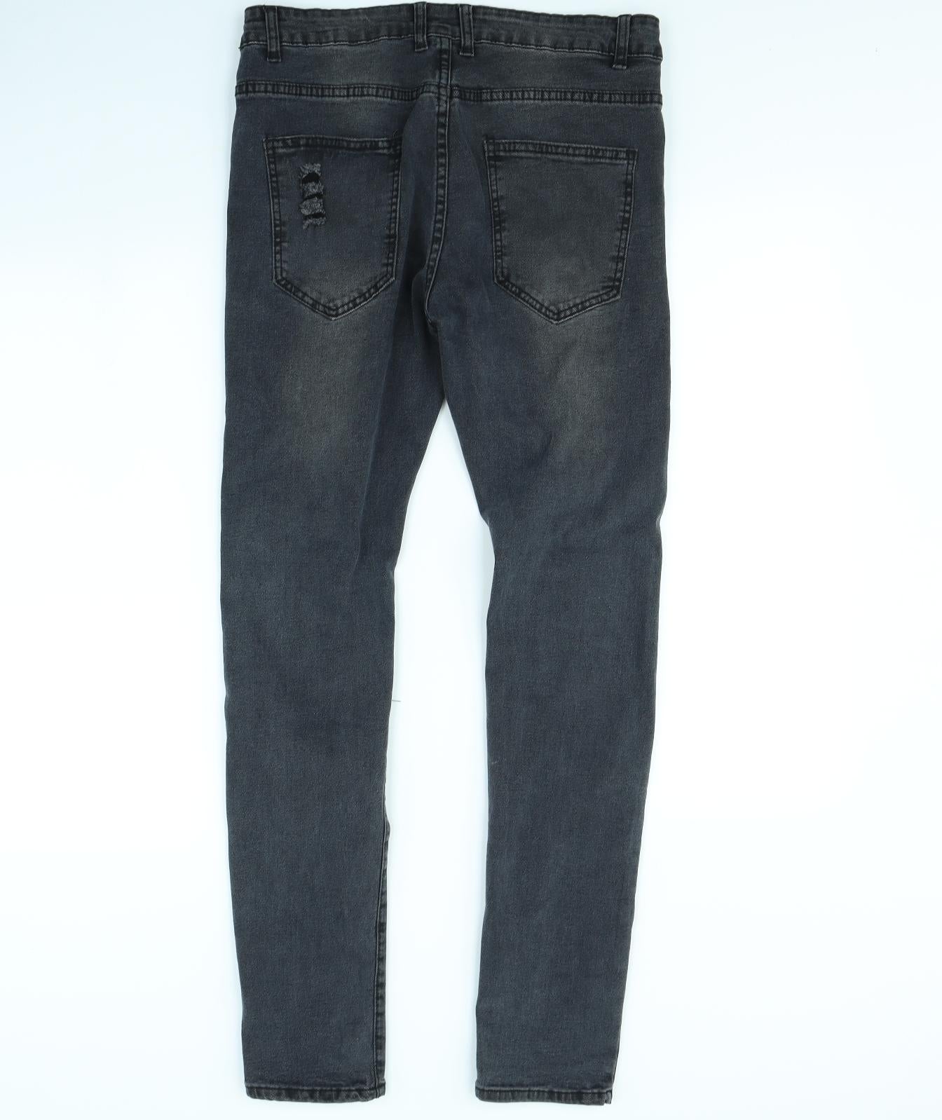 Mens UK Size 32 in Preworn Regular Fit Straight Grey Jeans