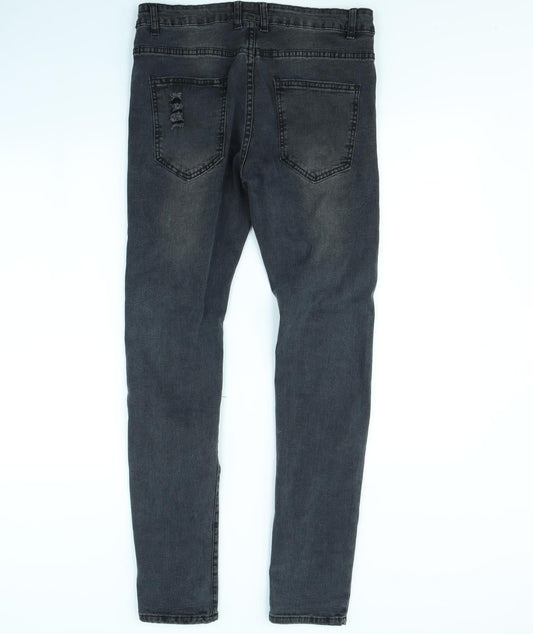 Mens UK Size 32 in Preworn Regular Fit Straight Grey Jeans