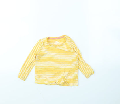Fred & flo Girls Yellow Striped  Basic T-Shirt Size 6-9 Months