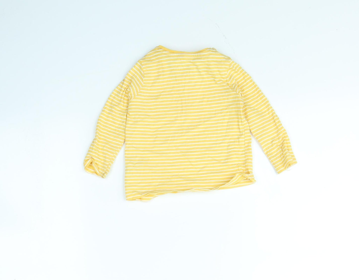 Fred & flo Girls Yellow Striped  Basic T-Shirt Size 6-9 Months