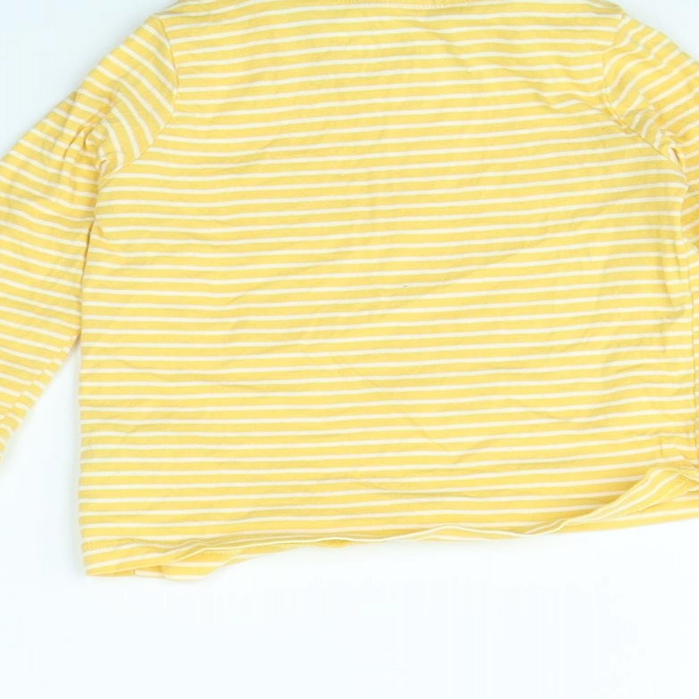 Fred & flo Girls Yellow Striped  Basic T-Shirt Size 6-9 Months