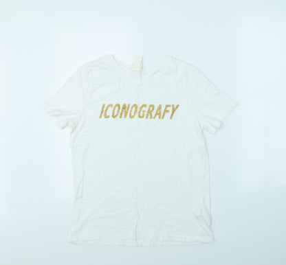 Womens UK Size S H&M White Basic T-Shirt