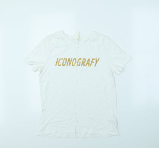 Womens UK Size S H&M White Basic T-Shirt