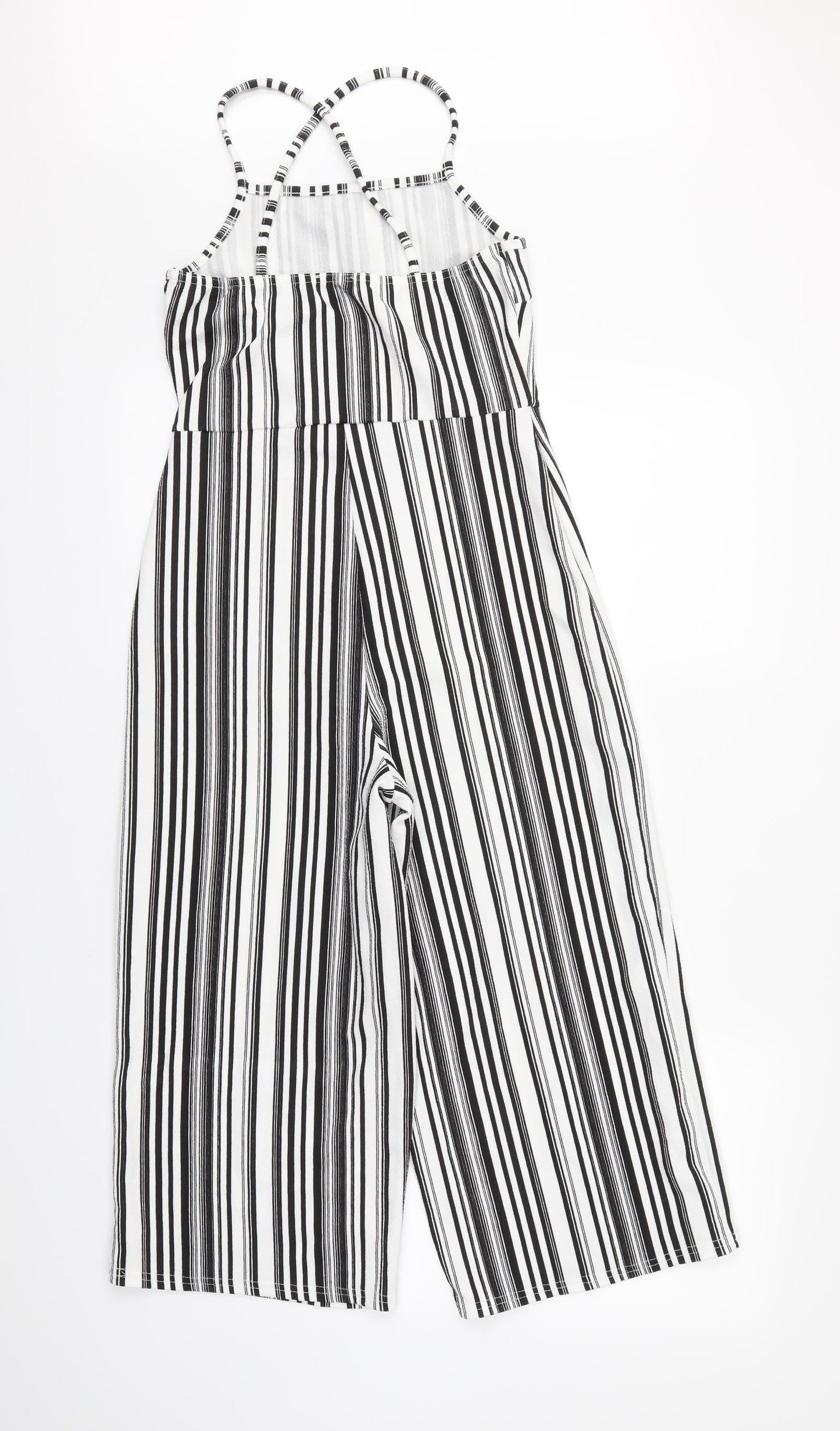 Select Womens White Striped  Jumpsuit One-Piece Size 8 L17 in