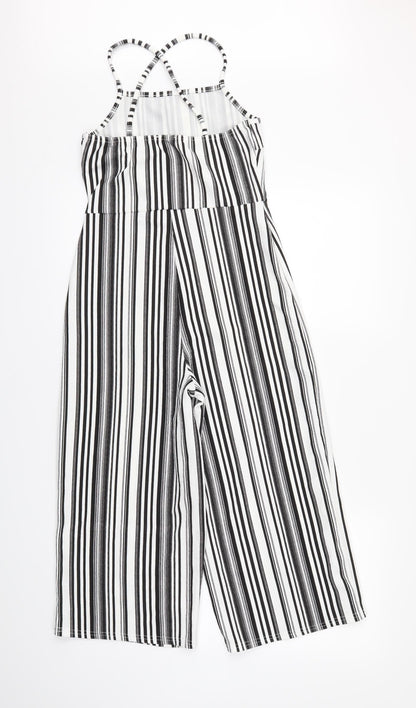 Select Womens White Striped  Jumpsuit One-Piece Size 8 L17 in