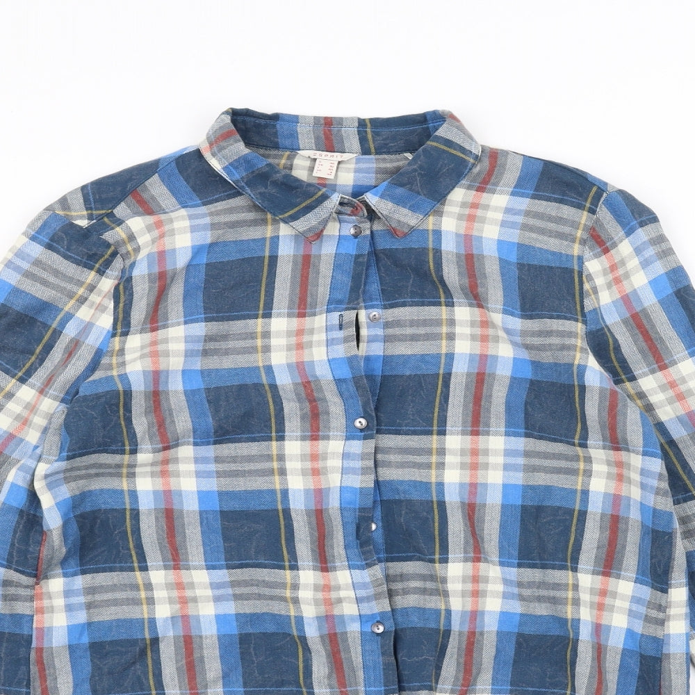 Womens UK Size 10 ESPIRIT Blue Basic Button-Up