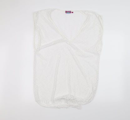 boutique Womens White  Knit Basic T-Shirt Size S