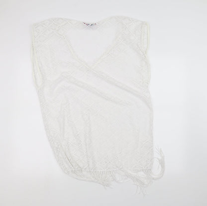 boutique Womens White  Knit Basic T-Shirt Size S