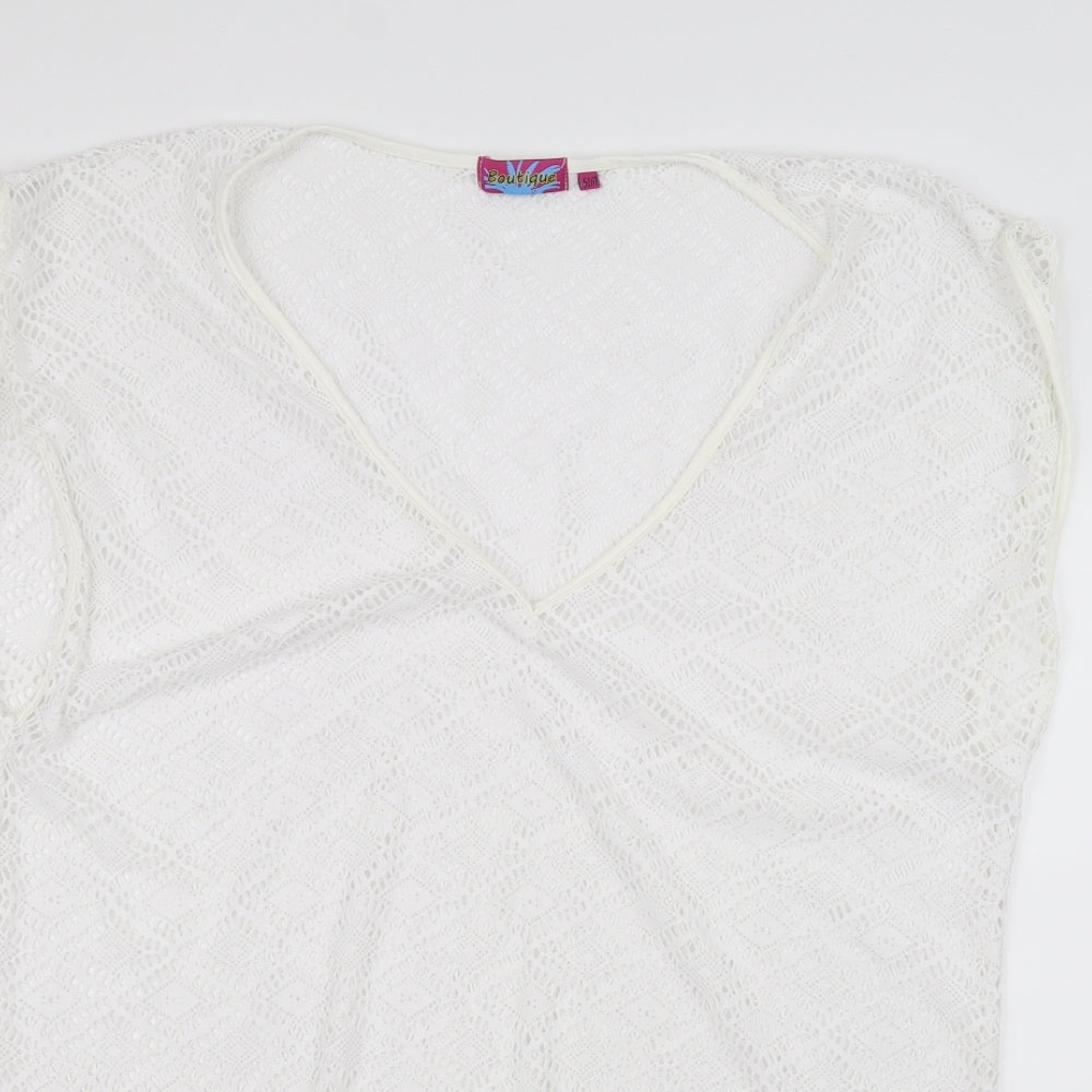 boutique Womens White  Knit Basic T-Shirt Size S