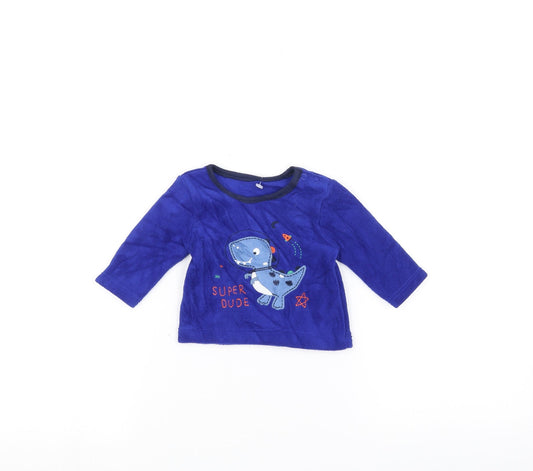 George  Blue   Pullover Jumper Size 0-3 Months  - Dinosaur