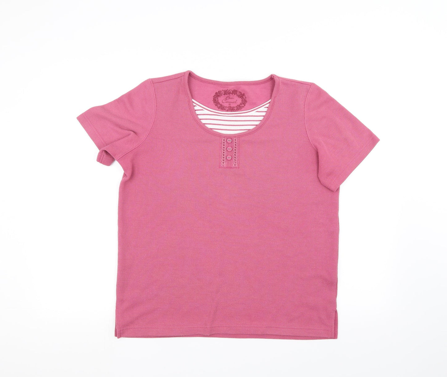 Womens UK Size S BM casual Pink Basic T-Shirt