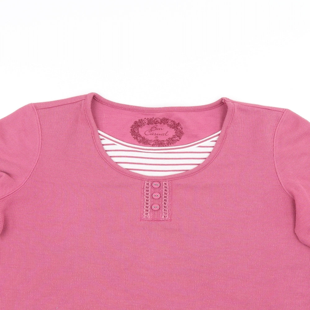 Womens UK Size S BM casual Pink Basic T-Shirt