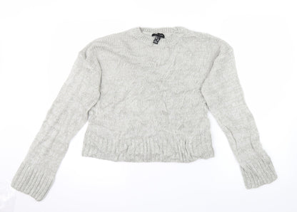 New Look Womens Grey  Knit Pullover Jumper Size S  - Cropped