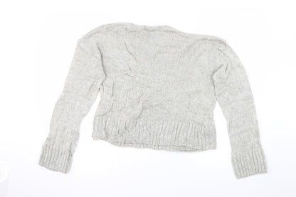 New Look Womens Grey  Knit Pullover Jumper Size S  - Cropped