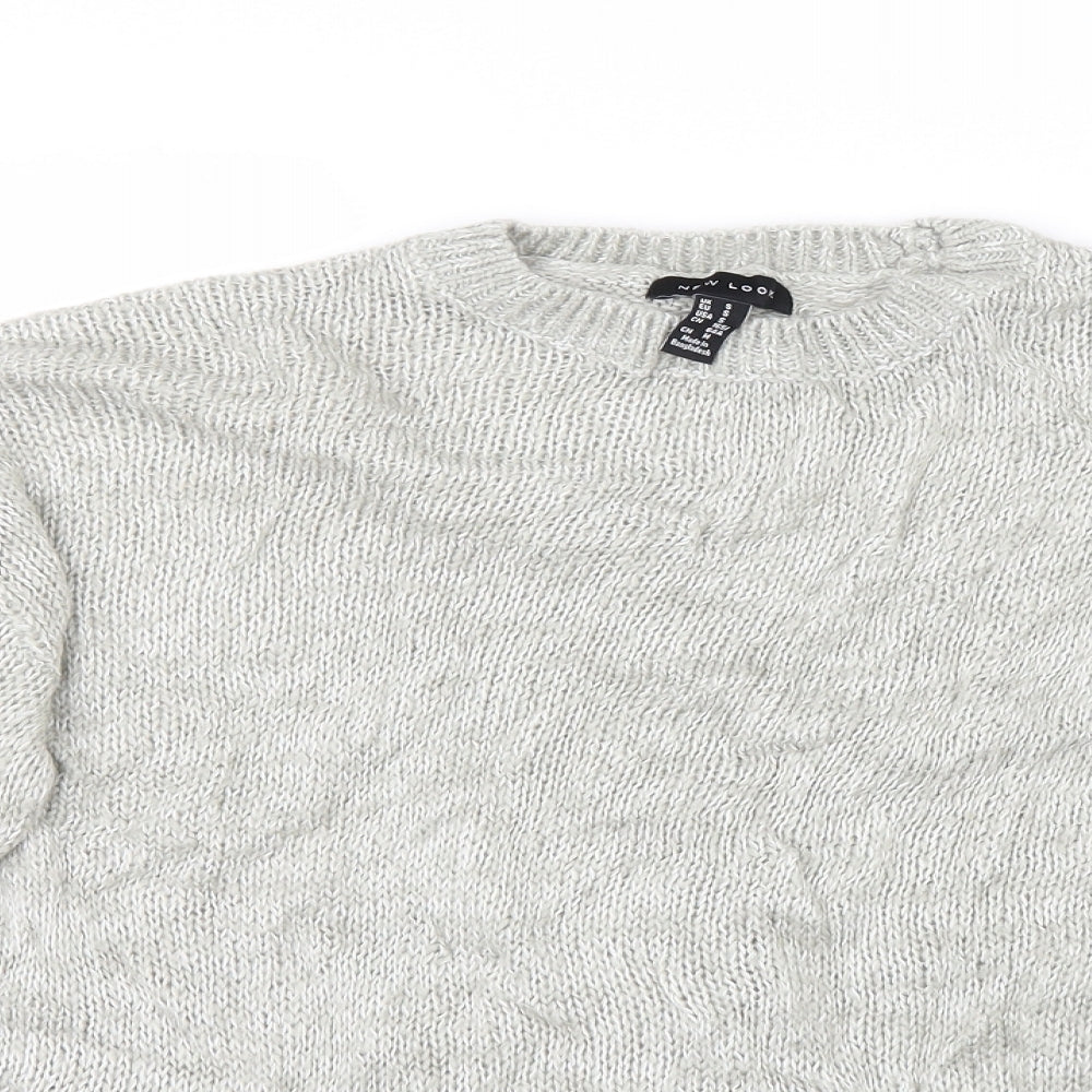 New Look Womens Grey  Knit Pullover Jumper Size S  - Cropped
