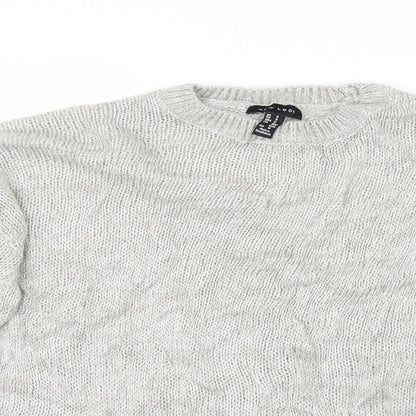 New Look Womens Grey  Knit Pullover Jumper Size S  - Cropped