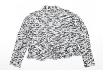 VERO MODA Womens Grey Animal Print Knit Cardigan Jumper Size L  - Cropped