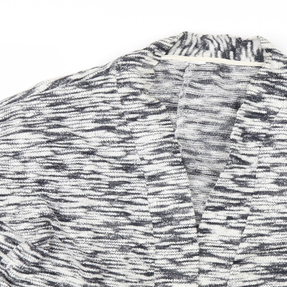 VERO MODA Womens Grey Animal Print Knit Cardigan Jumper Size L  - Cropped