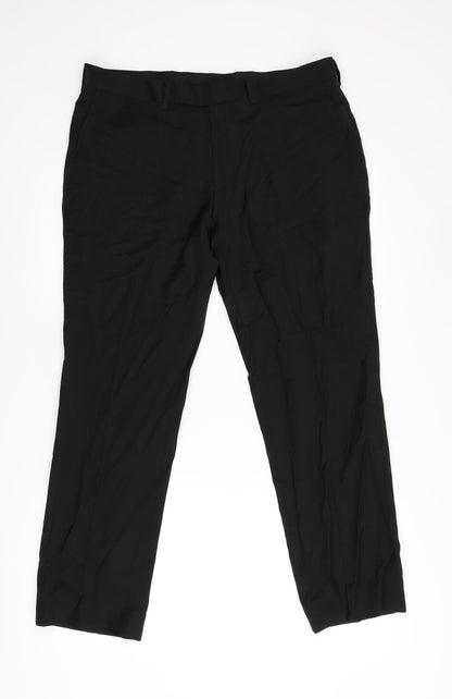 Womens UK Size 34 Preworn Regular Fit  Black Trousers