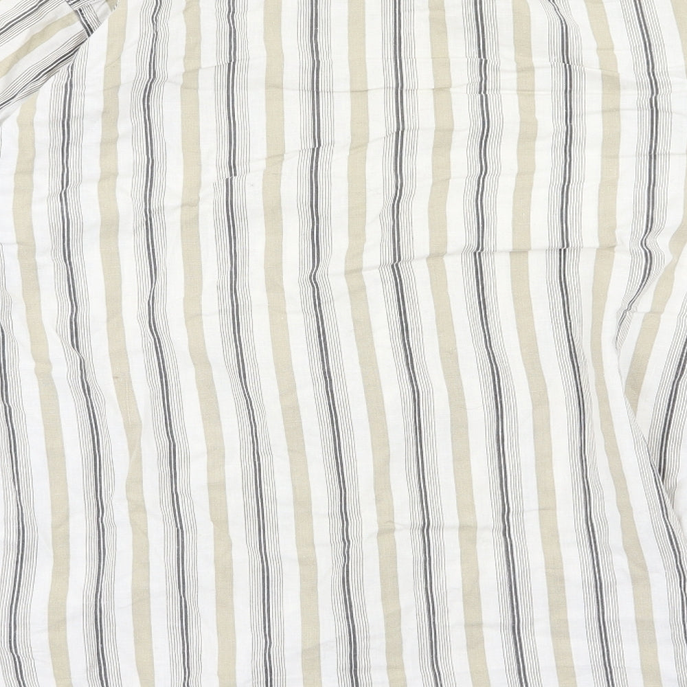 RAM Womens White Striped  Basic Button-Up Size L