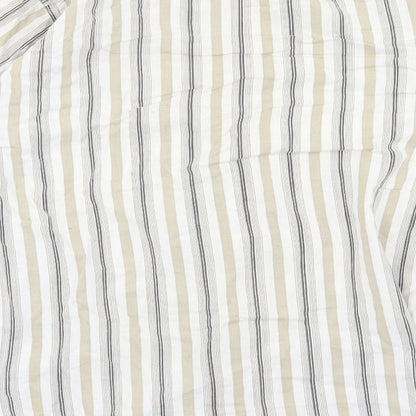 RAM Womens White Striped  Basic Button-Up Size L