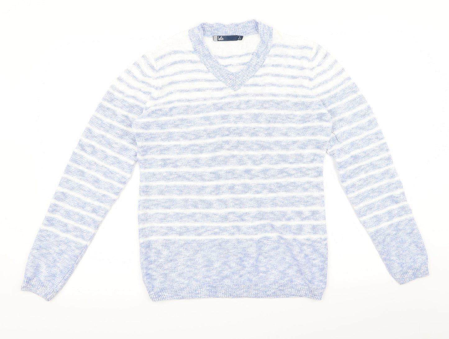 isle Womens Blue Striped  Pullover Jumper Size S