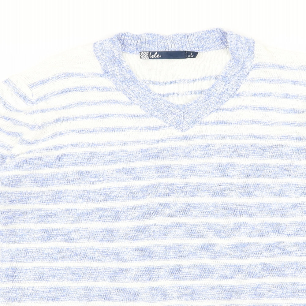 isle Womens Blue Striped  Pullover Jumper Size S