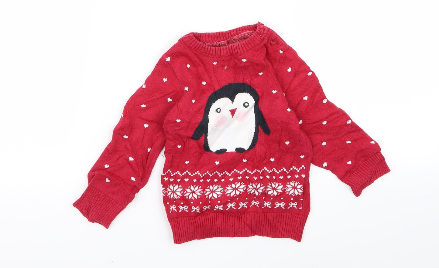 Preworn Baby Red   Pullover Jumper Size 9-12 Months  - CHRISMTAS