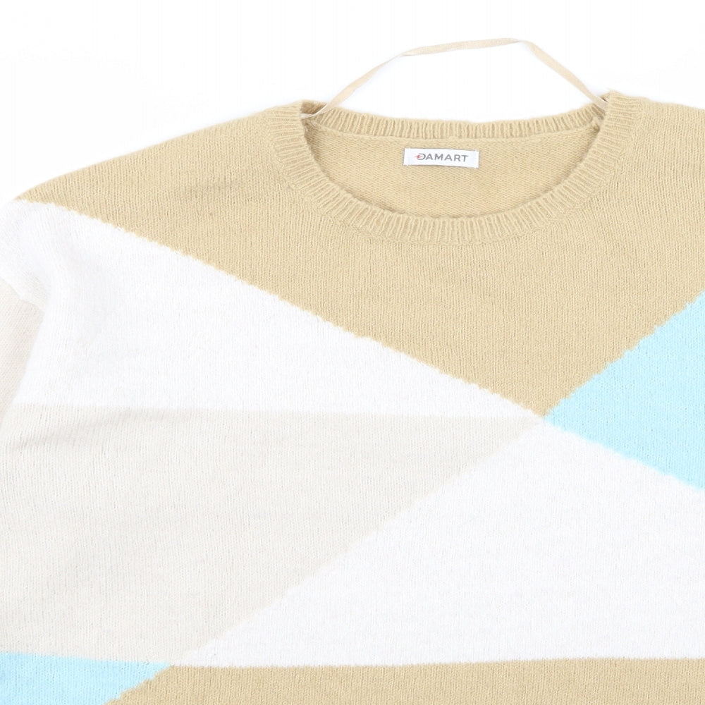 Damart Mens Beige Striped  Pullover Jumper Size M