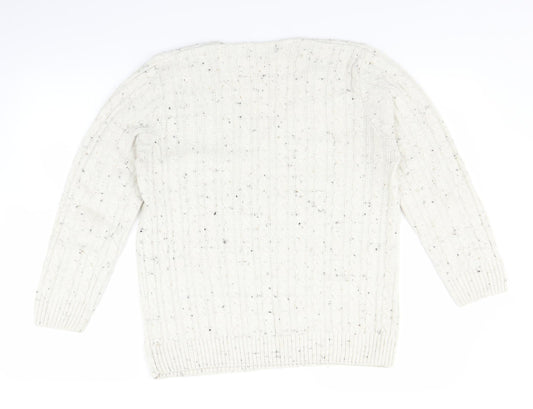 CHIC Womens White  Knit Pullover Jumper Size M