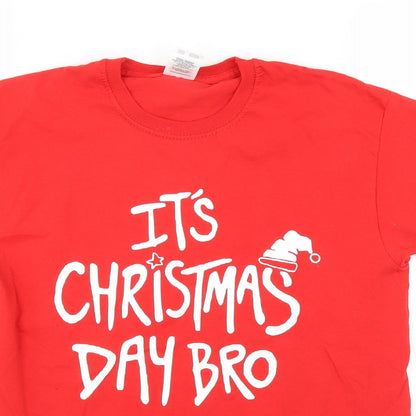 Fruit of the Loom Boys Red   Basic T-Shirt Size 9-10 Years  - christmas