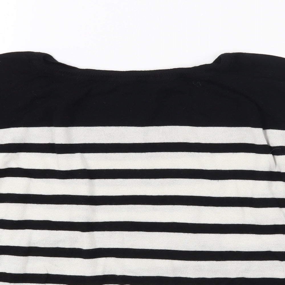 Zara Girls Black Striped Knit Pullover Sweatshirt Size S