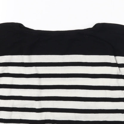 Zara Girls Black Striped Knit Pullover Sweatshirt Size S