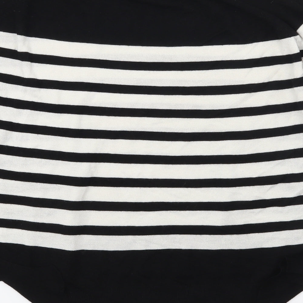 Zara Girls Black Striped Knit Pullover Sweatshirt Size S