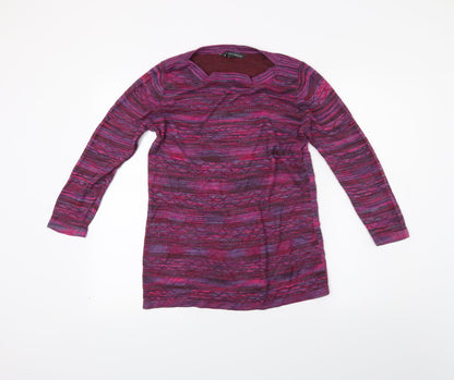 love knitwear Womens Pink Striped Knit Cardigan Sweatshirt Size 12