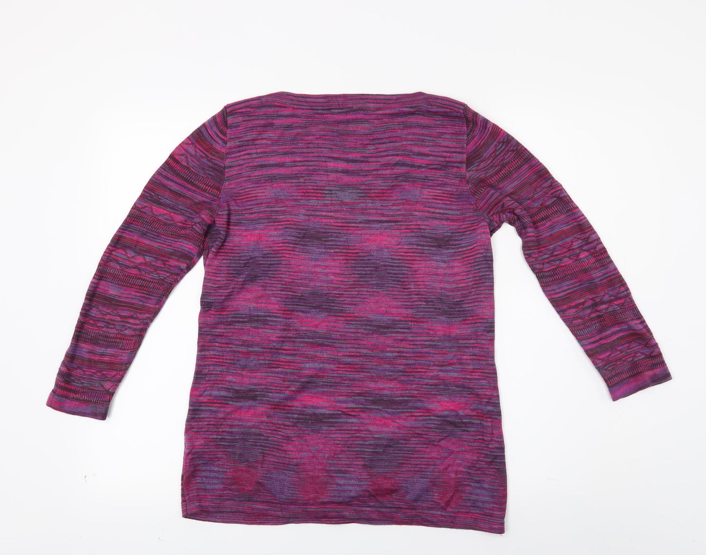 love knitwear Womens Pink Striped Knit Cardigan Sweatshirt Size 12