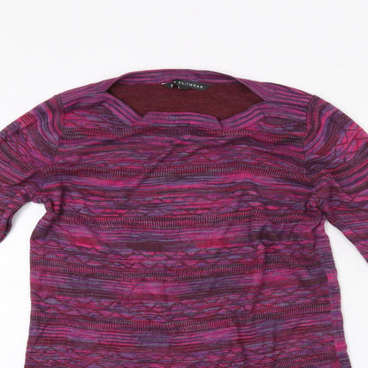 love knitwear Womens Pink Striped Knit Cardigan Sweatshirt Size 12