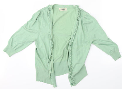 Womens UK Size 12 BASSINI Green Basic Button-Up