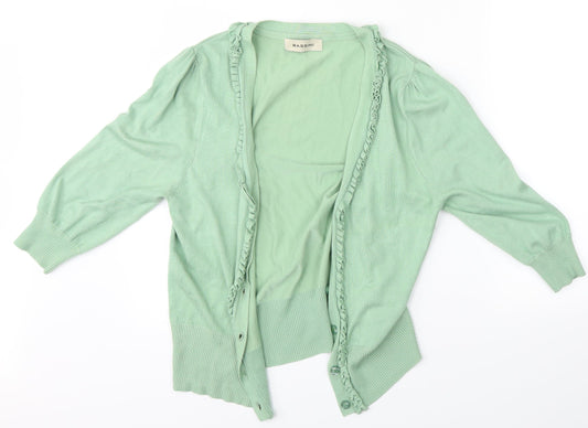 Womens UK Size 12 BASSINI Green Basic Button-Up